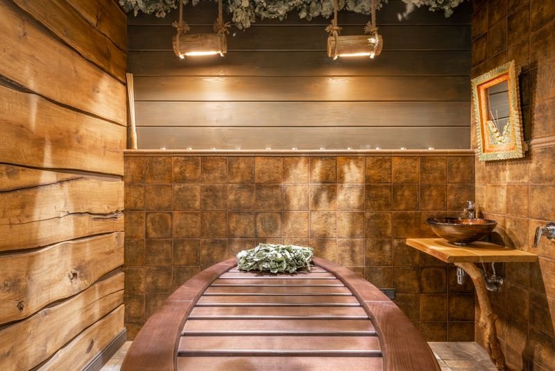 Placeholder — rustic sauna interior (stock photo)